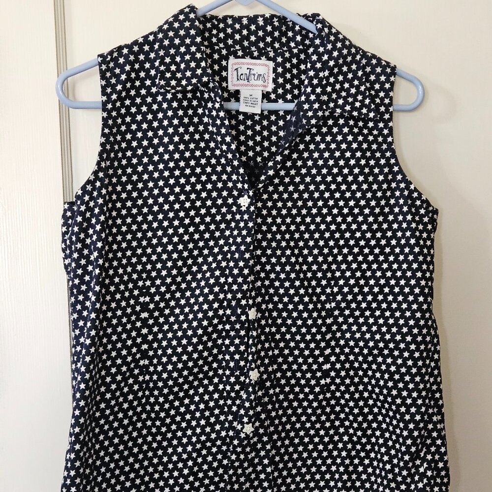 Vintage Tantrums Women's Floral star Button- cotton blouse Size M
